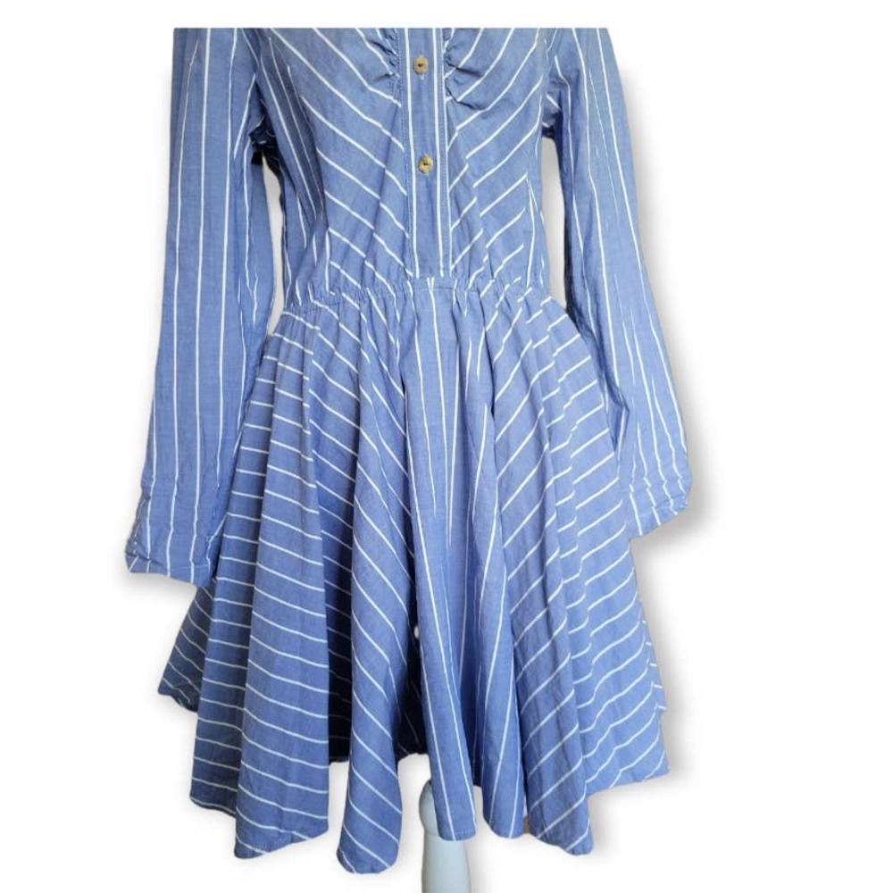 VENUS Fit and Flare Striped Shirt Dress Size Medium - Picture 2 of 10